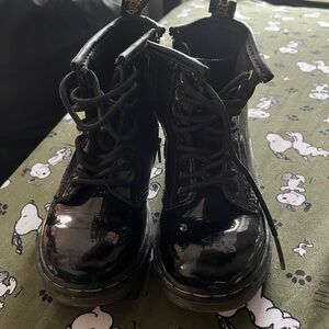 Dr. Martens Black Combat Boots with Rugged Sole